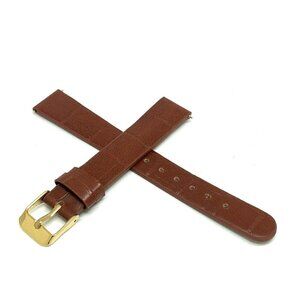 Invicta Watch Replacement Band Brown Leather 16mm Lug Gold Tone Steel Clasp